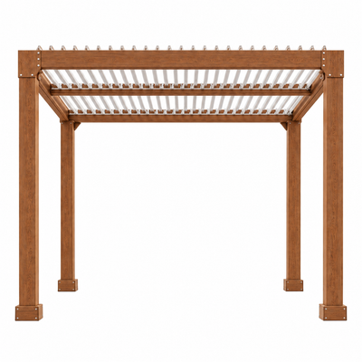Louvered Pergola 10 Ft X10', Outdoor Pergola with Adjustable Louvered Roof, Reinforced Aluminum Frame, Integrated Drainage System, Hardtop Gazebo for Patio, Deck, Wood Grain