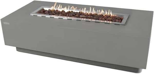 Fire Table Outdoor Fire Pit 60" X 27" Cast Concrete Firepit Includes Lava Rocks 45,000 Btus Outdoor Fireplace for Patio Furniture Set, Deck, Porch, Outdoor Heater - Natural Gas