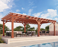 12X24 FT Premium Cedar Wood Pergola with Trellis Roof & Stakes