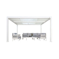Louvered Pergola Modern White Pergola with Adjustable Roof for Deck Backyard Garden