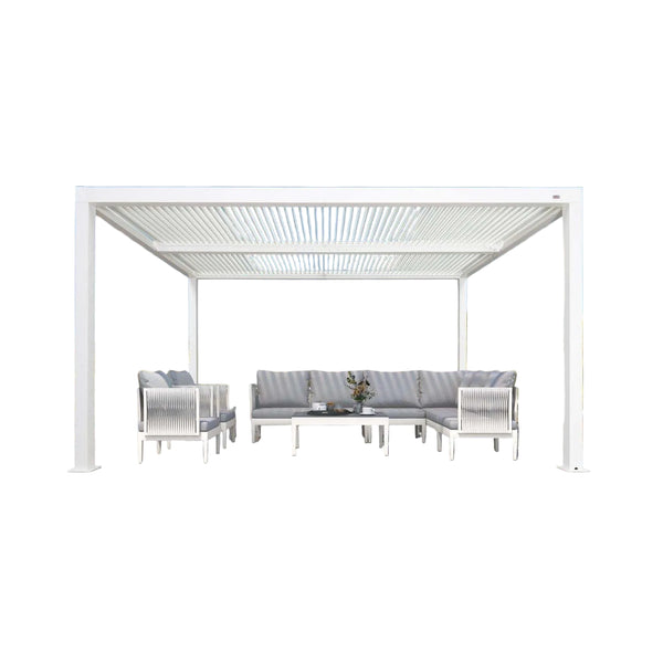 Louvered Pergola Modern White Pergola with Adjustable Roof for Deck Backyard Garden