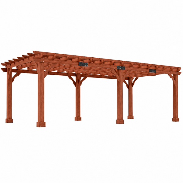 Cedar Wood Pergola Built for Outdoor Living, 12x24 Trellis Roof, 100 MPH Wind Resistance, 288 Sq Ft Coverage