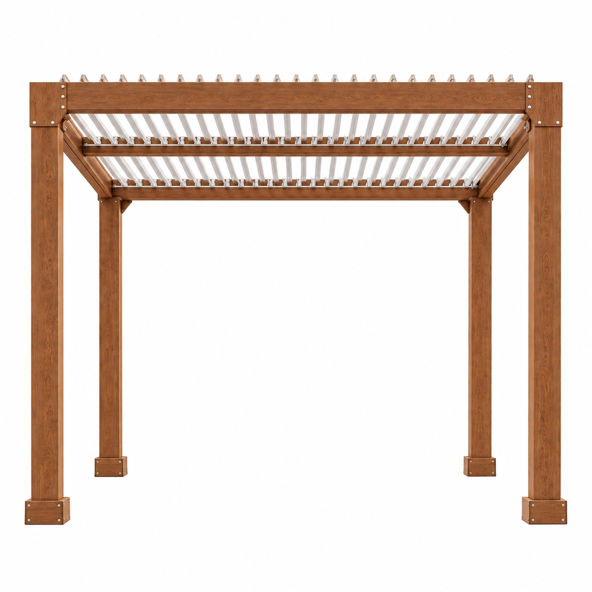 Louvered Pergola 10 Ft X10', Outdoor Pergola with Adjustable Louvered Roof, Reinforced Aluminum Frame, Integrated Drainage System, Hardtop Gazebo for Patio, Deck, Wood Grain