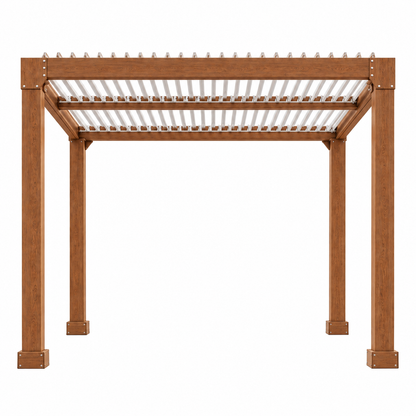 Louvered Pergola 10 Ft X10', Outdoor Pergola with Adjustable Louvered Roof, Reinforced Aluminum Frame, Integrated Drainage System, Hardtop Gazebo for Patio, Deck, Wood Grain