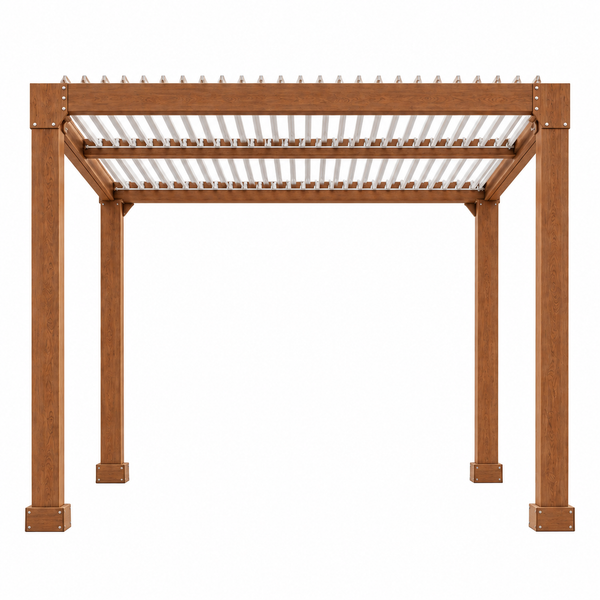 Louvered Pergola 10 Ft X10', Outdoor Pergola with Adjustable Louvered Roof, Reinforced Aluminum Frame, Integrated Drainage System, Hardtop Gazebo for Patio, Deck, Wood Grain