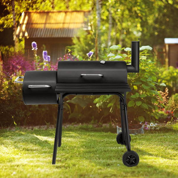 Barrel Charcoal Grill Built to Handle Grilling and Smoking, 430 Sq In, Built-In Thermometer, Wheeled Design