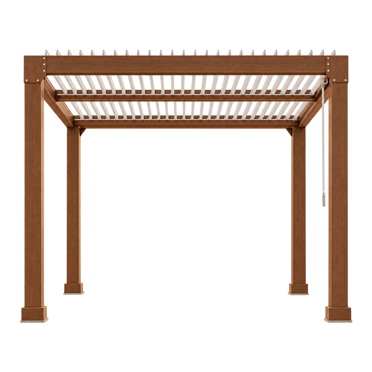 Louvered Pergola 10 Ft X10', Outdoor Pergola with Adjustable Louvered Roof, Reinforced Aluminum Frame, Integrated Drainage System, Hardtop Gazebo for Patio, Deck, Wood Grain