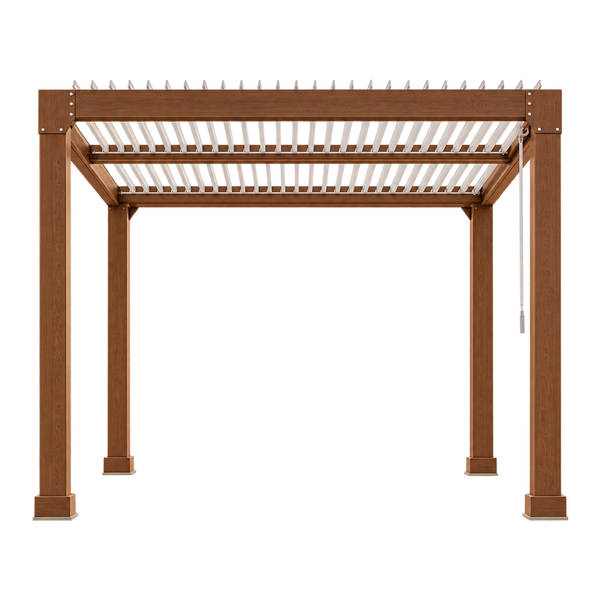 Louvered Pergola 10 Ft X10', Outdoor Pergola with Adjustable Louvered Roof, Reinforced Aluminum Frame, Integrated Drainage System, Hardtop Gazebo for Patio, Deck, Wood Grain