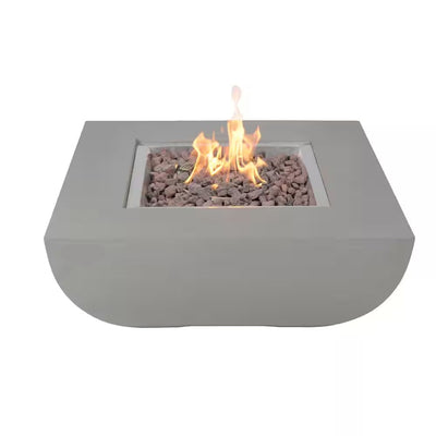 Round Propane Fire Pit Table Built for Outdoor Entertaining, 50,000 BTU, Electronic Ignition, Concrete Construction